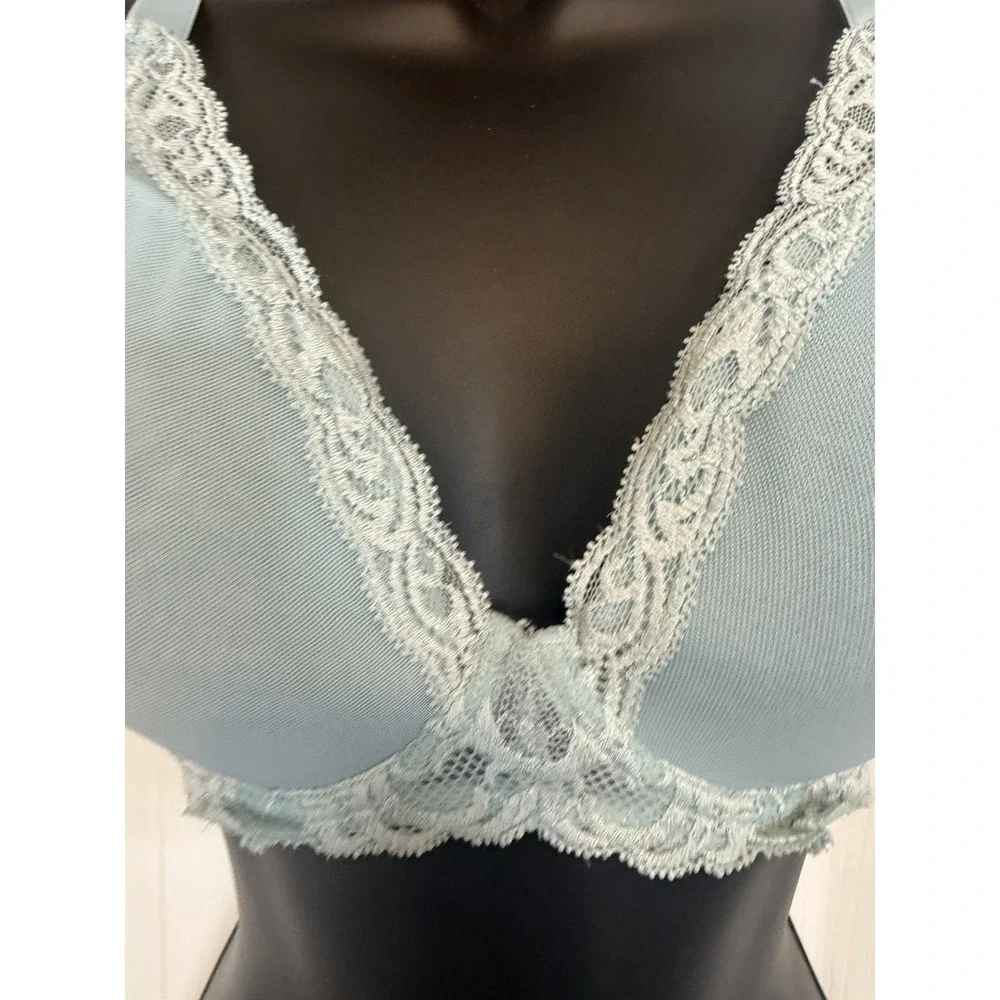 Natori 32G Feathers Plunge Lace T-Shirt Bra  730023 Ribbon Blue